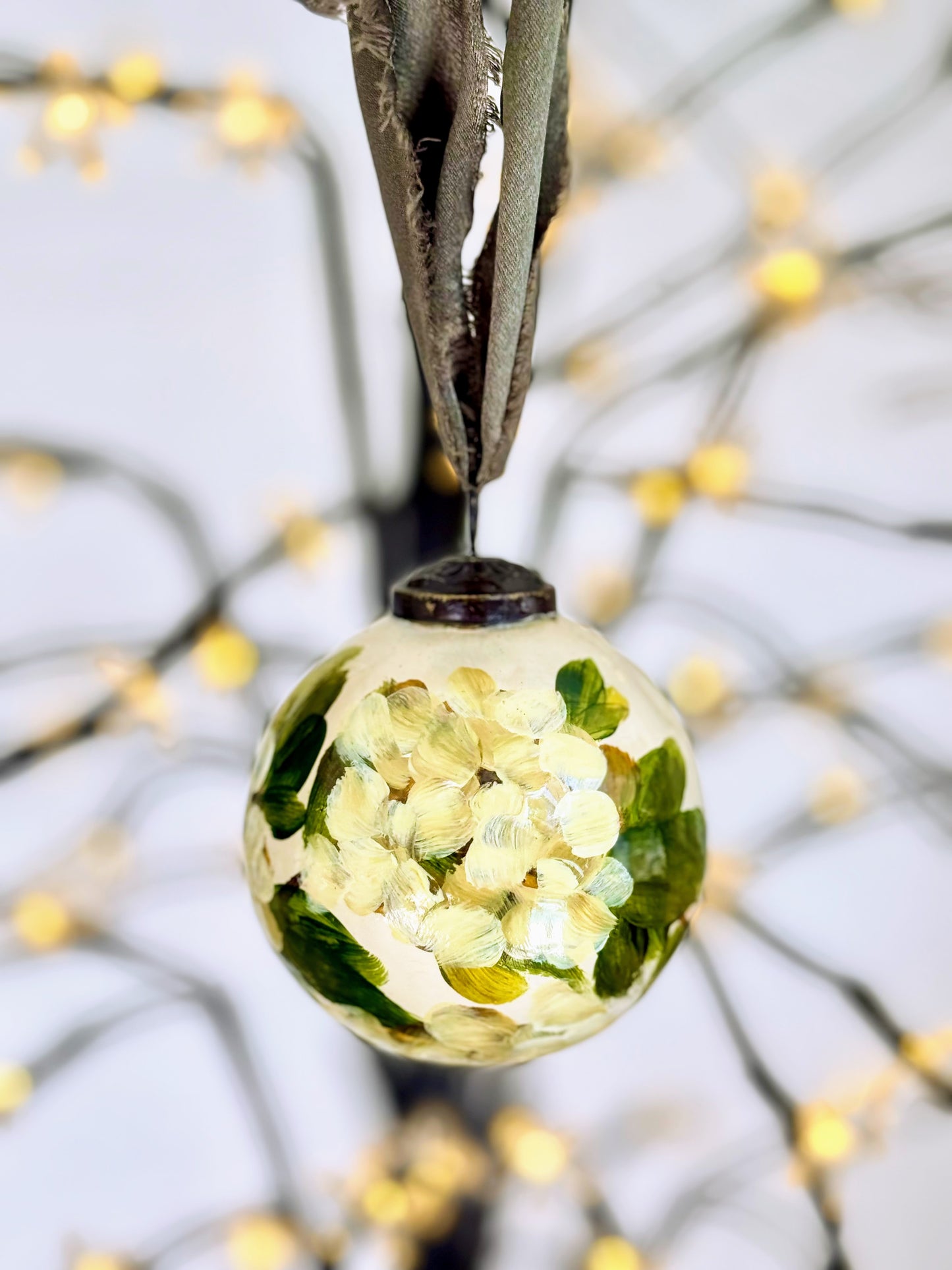 hydrangea ornament ~ white/cream