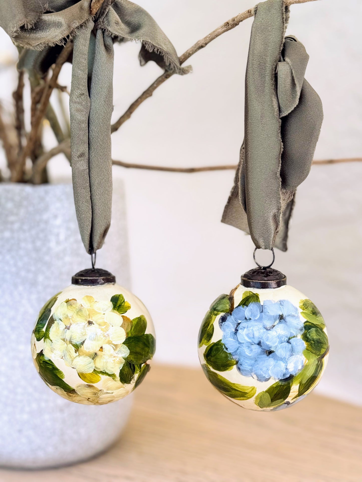 hydrangea ornament ~ white/cream