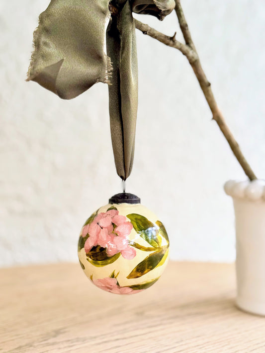 hydrangea ornament ~ pink/cream