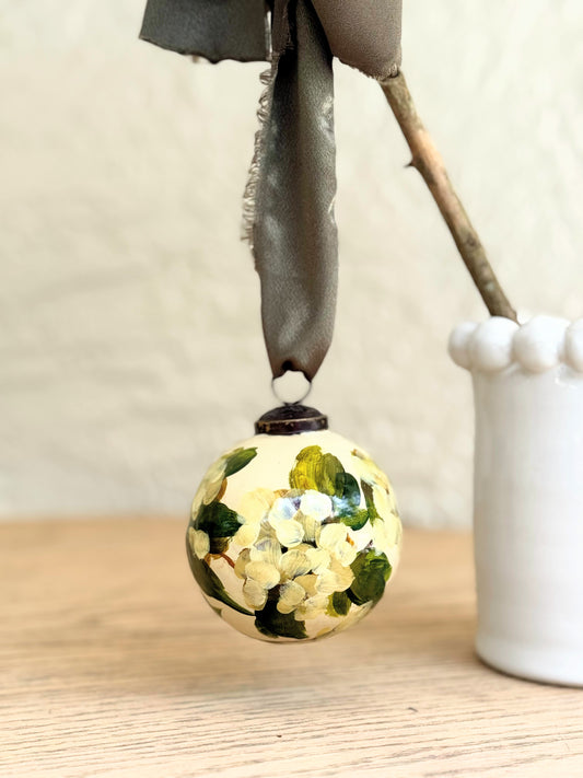 hydrangea ornament ~ white/cream