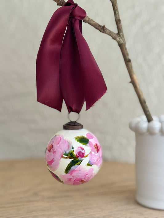 peony ~ rose ornament ~ pink/white